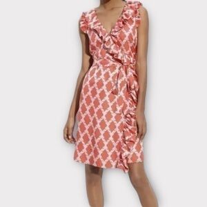 Kate Spade New York Aubrey Silk Ruffle Wrap Dress Pink Tie Waist
